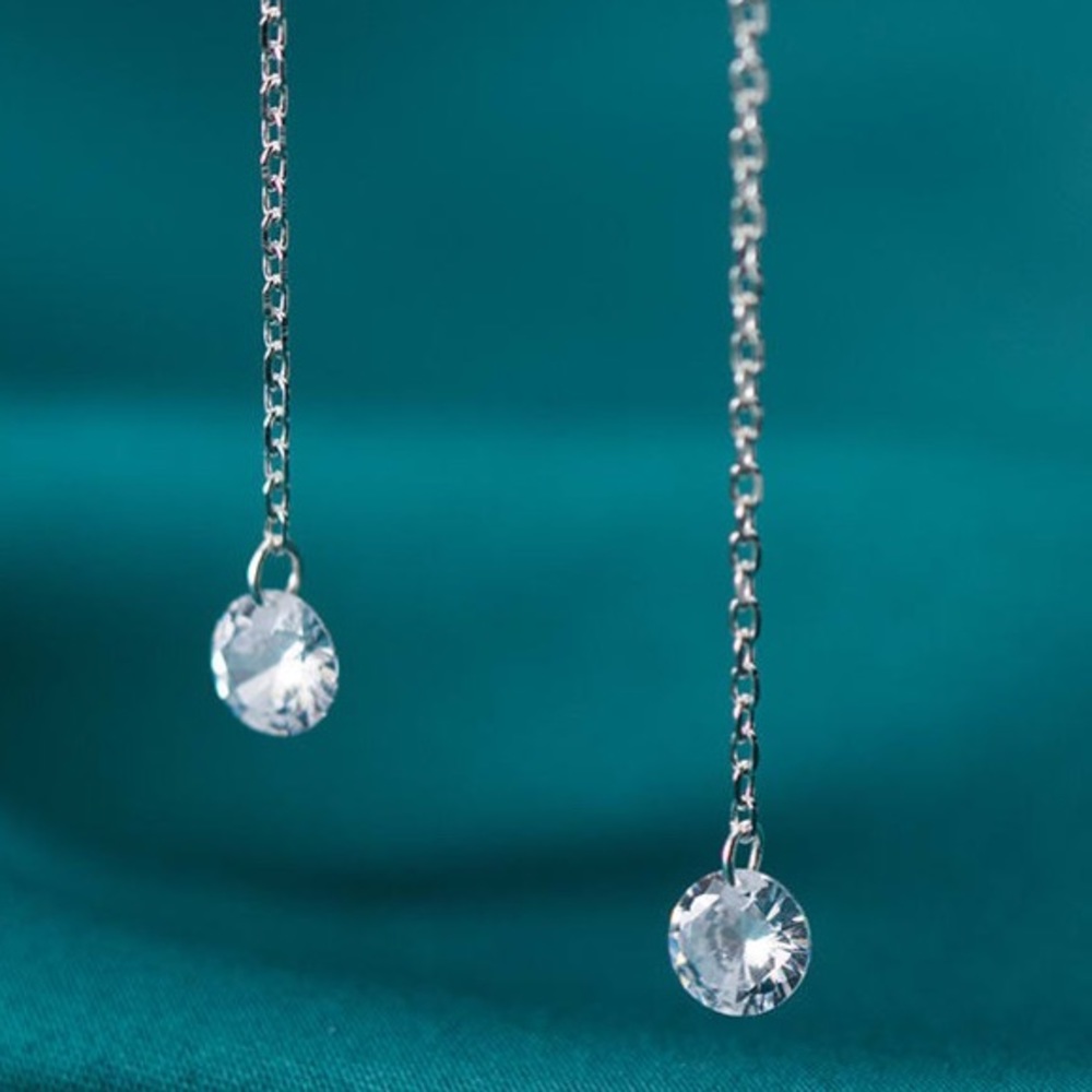 925 Sterling Silver CZ Threader Earrings